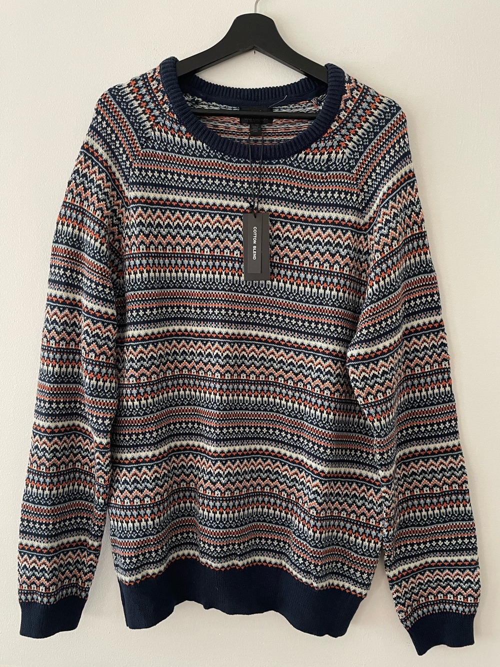 Magaschoni Fair Isle Pullover Crew Neck Sweater Size XL